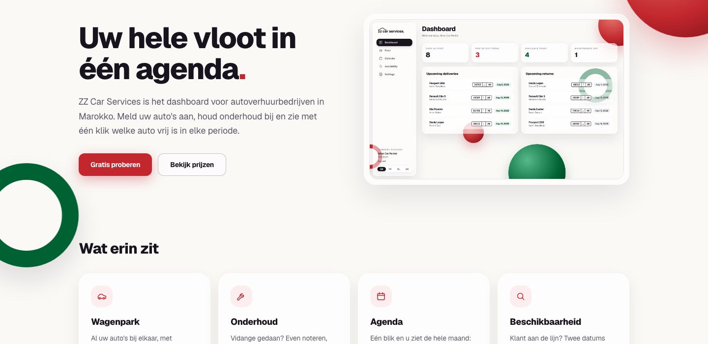 Homepage van zzcarservices.com